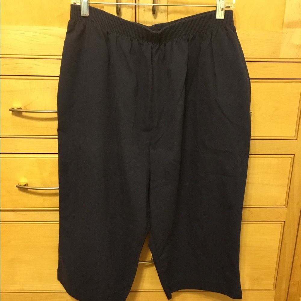 Bonworth L Petite Capris navy blue. 65% polyester, 35% cotton. Two pockets.